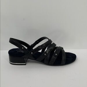 Ros Hommerson Breeze strappy sandal shoe comfort black leather new 11 WIDE 11W